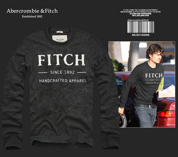 Abercrombie Fitch Hombres De Cuello Redondo Con Gente Fotos Largo Remera AF6082